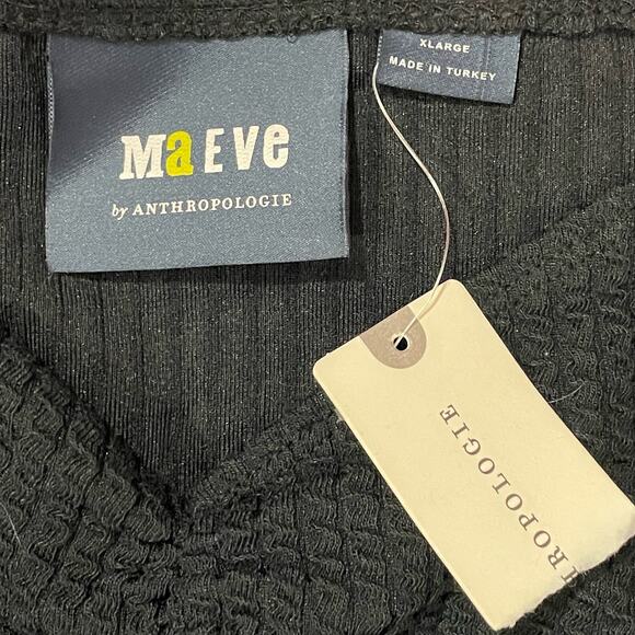 NWT Anthropologie Maeve Textured Sweetheart Top - Black - XL - Picture 12 of 14